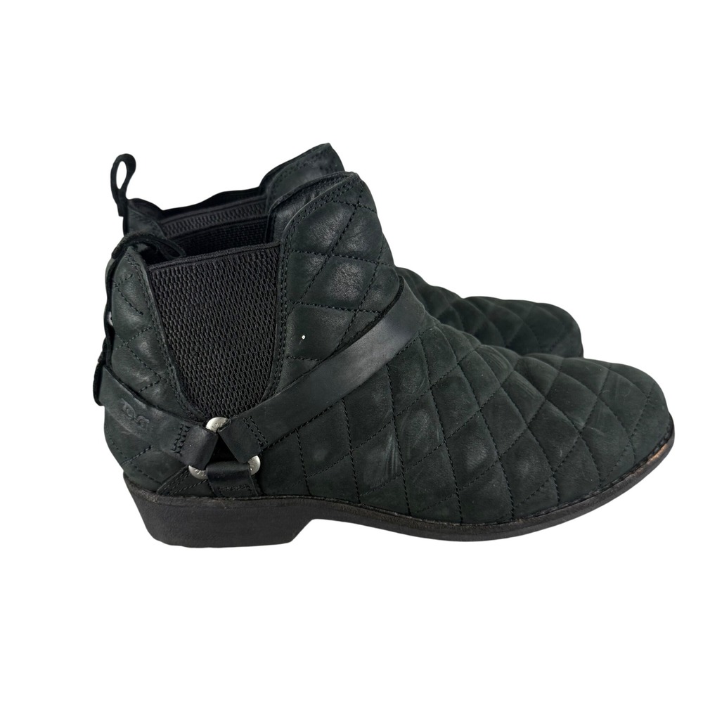 Teva Quilted Black Leather De‎ La Vina Dos Chelsea Boots Women Size 7